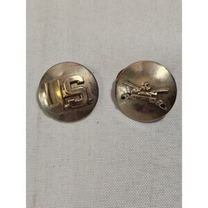Vintage Lot Of 2 Military Pinbacks - Silver Tone U.S., Double Crossed Rifle Pins
